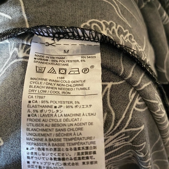 BANANA REPUBLIC Black & White Floral Wrap Dress Wrinkle Resistant Goth NWOT - Picture 7 of 15